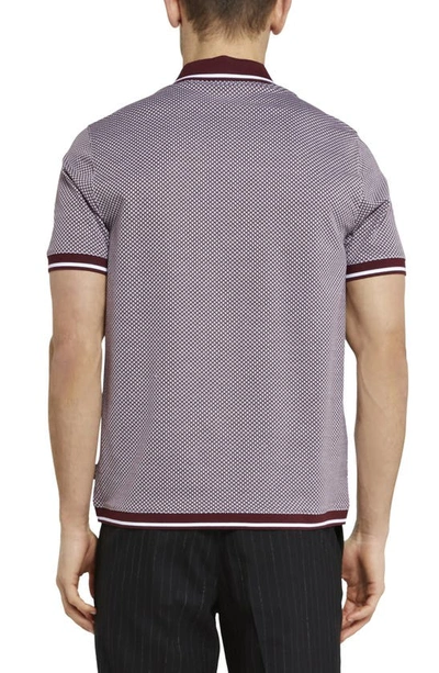 Shop Ted Baker Affric Geo Textured Tipped Polo In Maroon