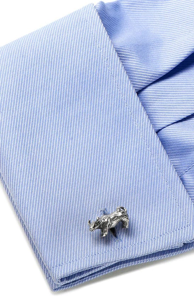 Shop Cufflinks, Inc Bull & Bear Sterling Silver Cuff Links In Silver Bear & Bull