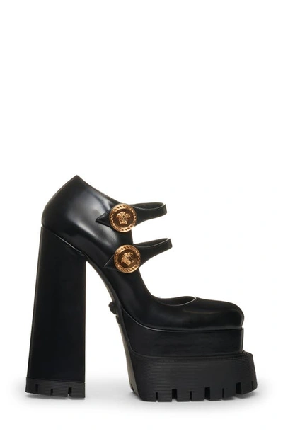 Shop Versace Medusa Platform Mary Jane Pump In Black