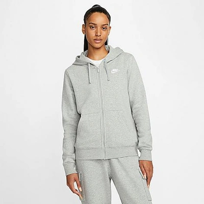 Shop Nike Women's Sportswear Club Fleece Full-zip Hoodie In Dark Grey Heather/white