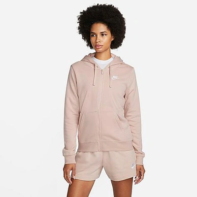 Shop Nike Women's Sportswear Club Fleece Full-zip Hoodie In Pink Oxford/white
