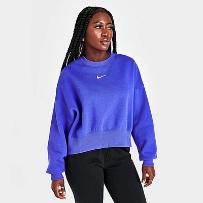 Shop Nike Women's Sportswear Phoenix Fleece Oversized Crewneck Sweatshirt In Lapis/sail