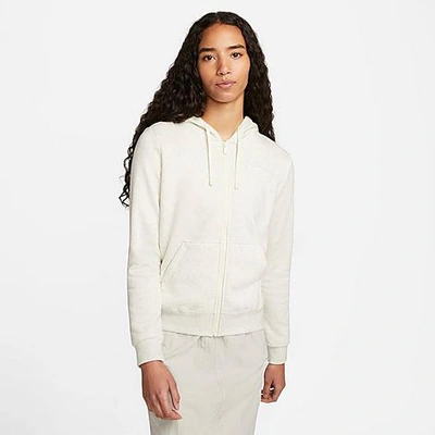 Shop Nike Women's Sportswear Club Fleece Full-zip Hoodie In Oatmeal Heather/white