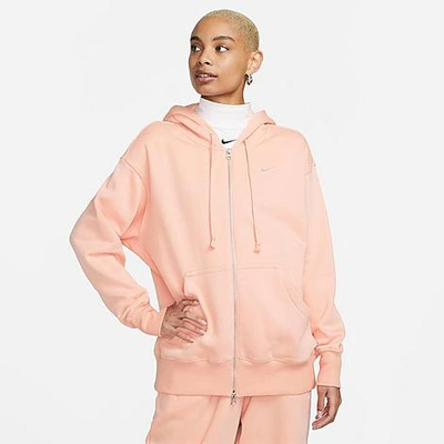 Shop Nike Women's Sportswear Phoenix Fleece Oversized Full-zip Hoodie In Arctic Orange/sail