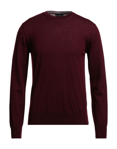 Shop Emporio Armani Man Sweater Burgundy Size 40 Virgin Wool In Red