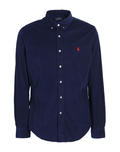 Shop Polo Ralph Lauren Slim Fit Corduroy Shirt Man Shirt Blue Size L Cotton