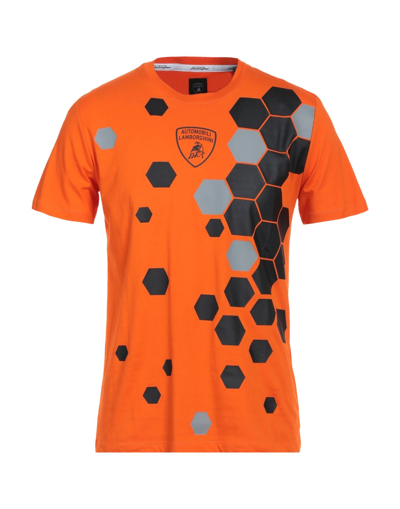 Shop Automobili Lamborghini Man T-shirt Orange Size M Cotton, Elastane