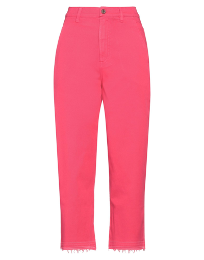 Shop European Culture Woman Jeans Fuchsia Size 30 Cotton, Polyester, Elastane In Pink