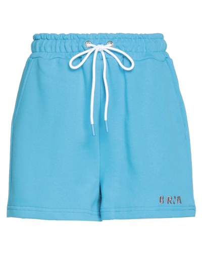 Shop Berna Woman Shorts & Bermuda Shorts Turquoise Size Xs Cotton In Blue