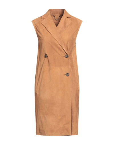 Shop Desa Nineteenseventytwo Desa 1972 Woman Overcoat Camel Size 0 Soft Leather In Beige