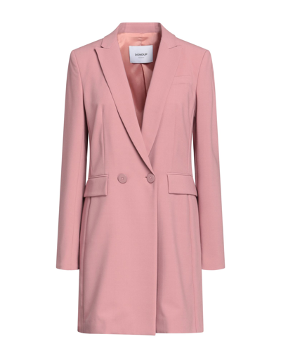 Shop Dondup Woman Overcoat Pastel Pink Size 6 Polyester, Viscose, Elastane