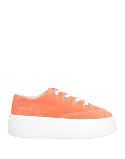 Shop Mm6 Maison Margiela Woman Sneakers Apricot Size 7 Soft Leather In Orange