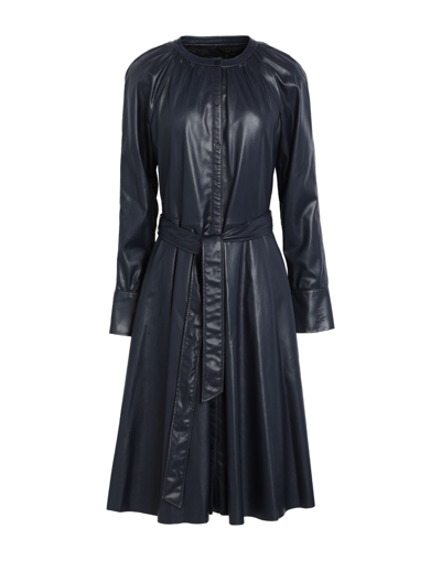 Shop Karl Lagerfeld Faux Leather Dress Woman Midi Dress Midnight Blue Size 10 Polyester, Polyurethane Coa