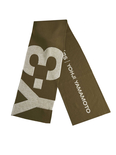 Shop Y-3 Scarf In Focus Olive Core White