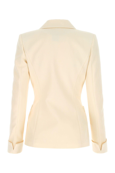 Shop Moschino Cross Buttoned Plain Dinner Jacket In Ivory