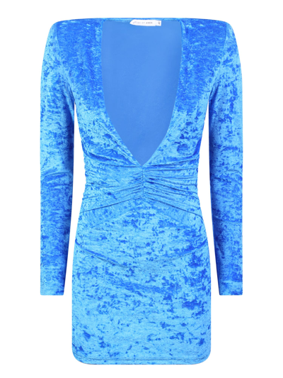 Shop Amen Blue Mini Velvet Dress