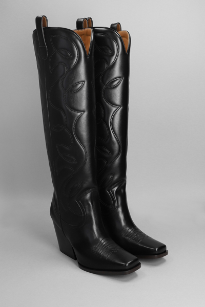 Shop Stella Mccartney Low Heels Boots In Black Faux Leather