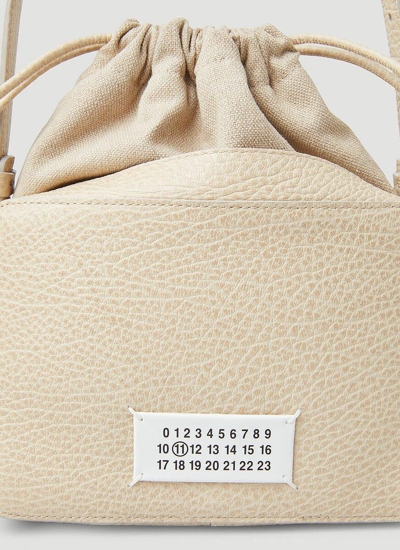 Shop Maison Margiela Logo Patch Medium Shoulder Bag In Beige