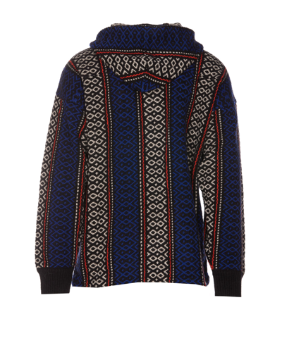 Off-white Geometric-patterned Alpaca-blend Hoodie In Marrone