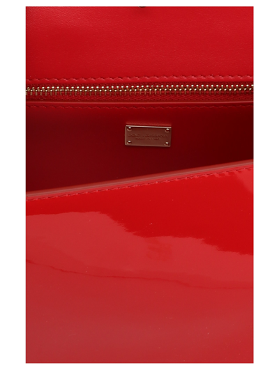Shop Dolce & Gabbana Patent Logo Crossbody Bag In Rosso