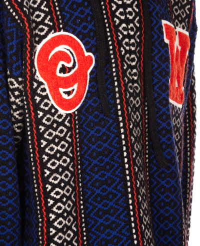 Off-white Geometric-patterned Alpaca-blend Hoodie In Marrone