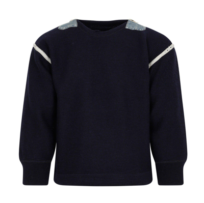 Shop Maison Margiela Crewneck Knitted Sweater In Navy