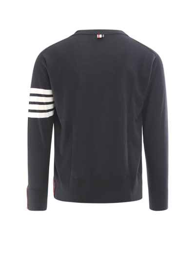 Shop Thom Browne 4-bar V-neck Knit Cardigan In Black