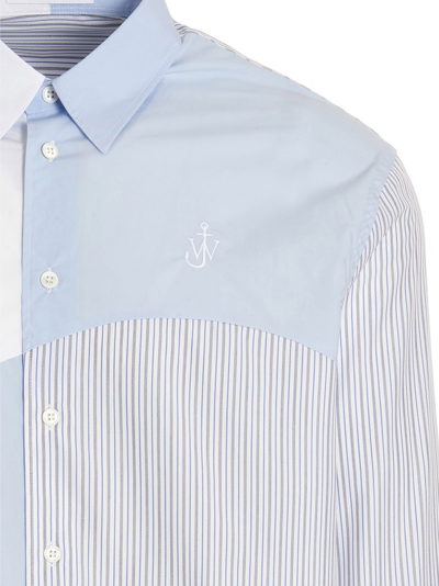 Shop Jw Anderson Patchwork Shirt In Blue/white