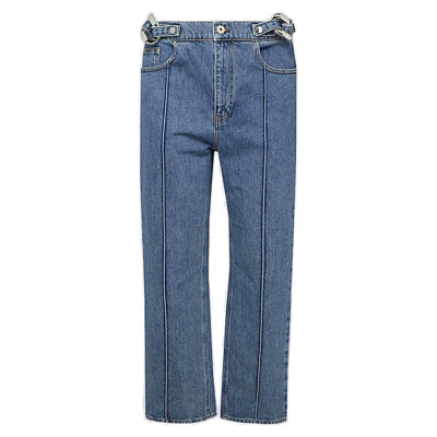 Shop Jw Anderson Chain-link Detailed Slim Cut Jeans In Light Blue