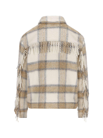 Shop Woolrich Check-pattern Buttoned Shirt Jacket In Crema