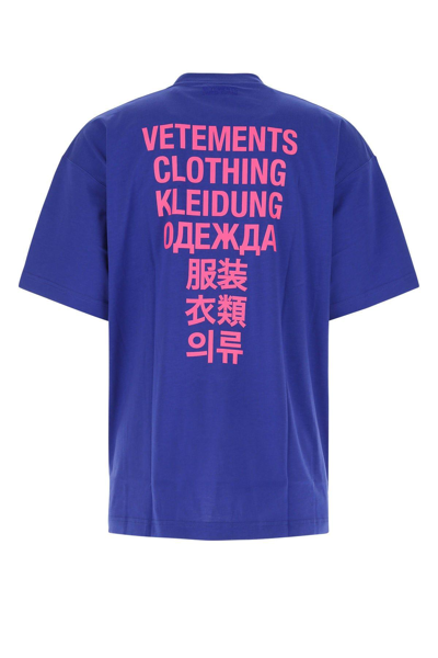 Shop Vetements Blue Cotton Oversize T-shirt In Bluette