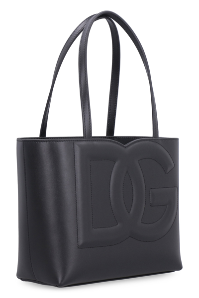 Shop Dolce & Gabbana Logo Leather Tote Bag In Nero