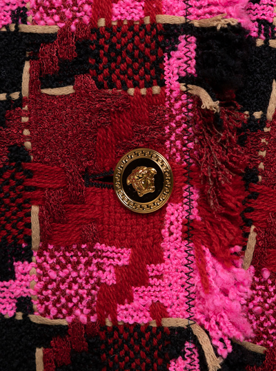 Shop Versace Tweed Blazer Look 36 In Parade Red+fuchsia