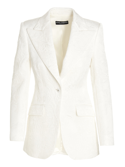 Shop Dolce & Gabbana Turlington Blazer Jacket In Bianco