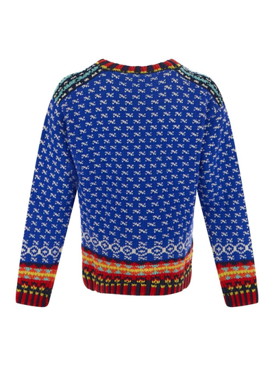 Dsquared2 Intarsia-knit Logo-embroidered Jumper In Blu