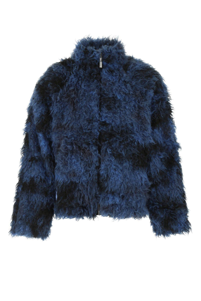 Shop Mcq By Alexander Mcqueen Two-tone Eco Fur Coat In Blue