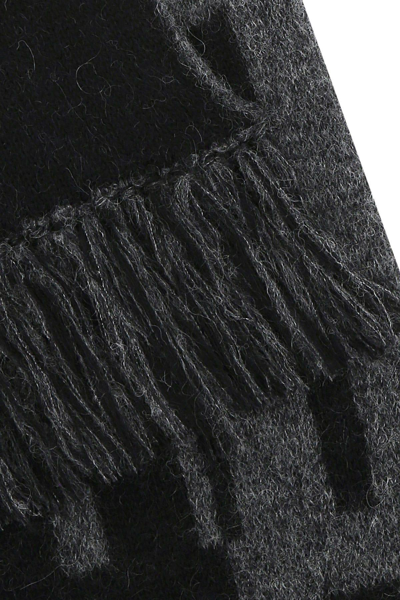 Shop Saint Laurent Printed Wool Blend Scarf In Black/dark Grey