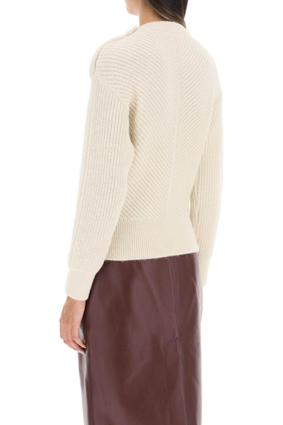 Shop Bottega Veneta Chevron Alpaca Sweater In Bone