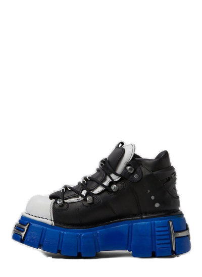 Shop Vetements New Rock Platform Lace-up Sneakers In Blu