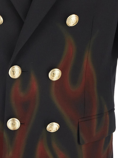 Shop Palm Angels Burning Double-breast Blazer In Black/red