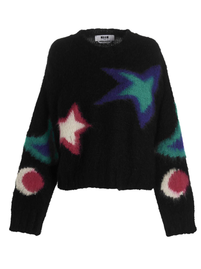 Shop Msgm Stars Sweater In Black