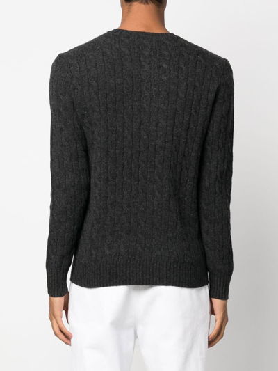 Shop Polo Ralph Lauren Cable Knit Sweater In Dark Granite Hthr