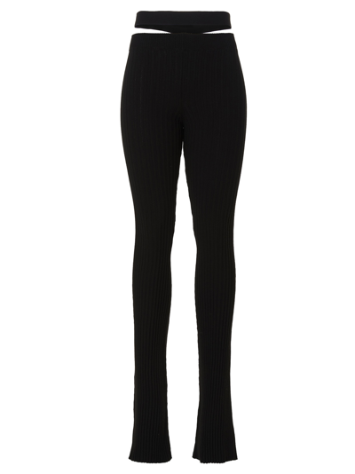 Shop Andreädamo Cut-out Ribbed Pants In Black