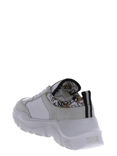 Shop Versace Jeans Couture Speedtrack Sneakers In White/gold