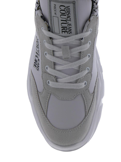 Shop Versace Jeans Couture Speedtrack Sneakers In White/gold