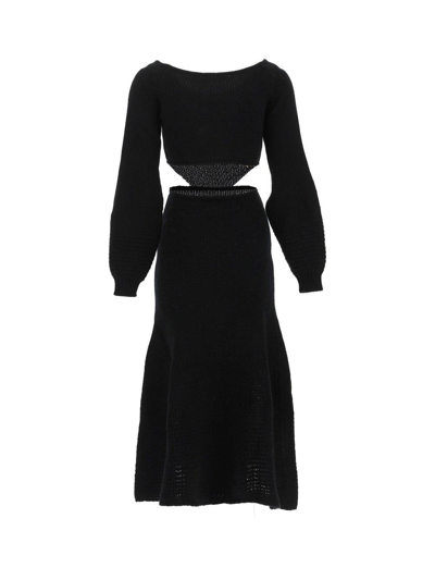 Shop Chloé Off-shoulder Knit Dress In Nero