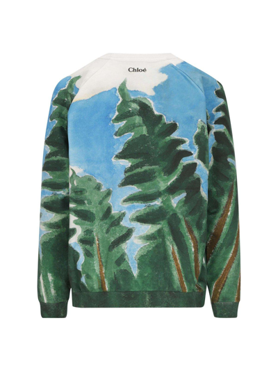 Shop Chloé Forest Printed Knit Sweatshirt In Multicolor