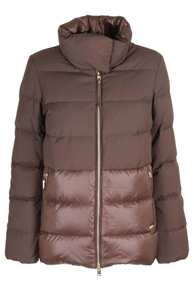 Shop Woolrich Luxe Puffy Zipped Padded Jacket In Soil Brown