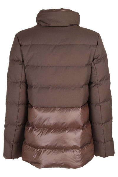 Shop Woolrich Luxe Puffy Zipped Padded Jacket In Soil Brown