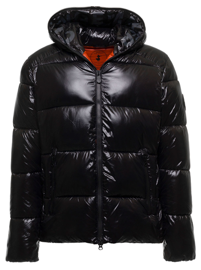 Shop Save The Duck Edgard Black Down Jacket In Padded And Quilted Tech Fabric Man